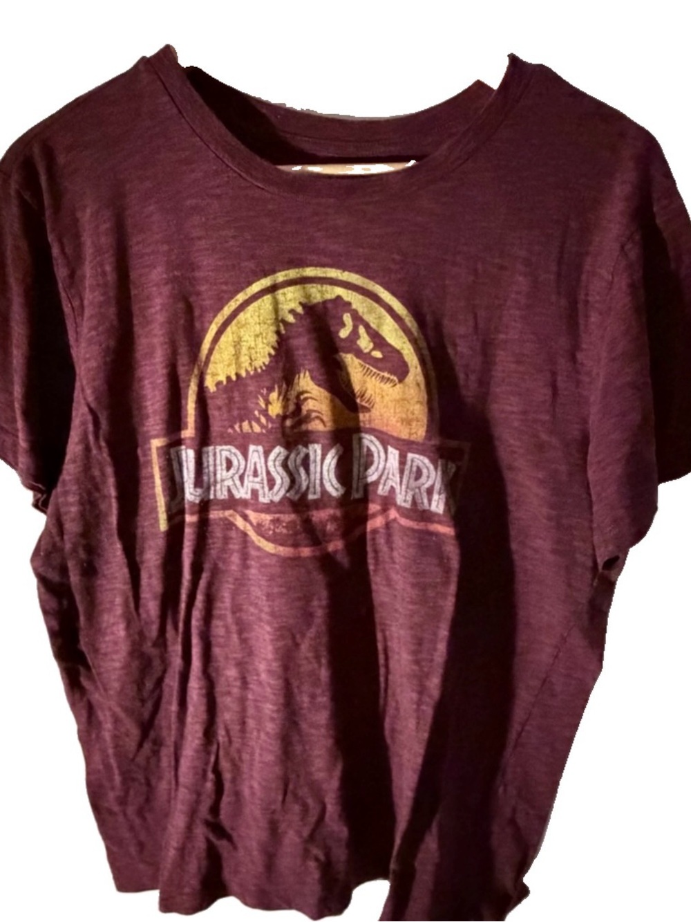 Jurassic Park Graphic T-shirt Maroon Size XL SS EUC